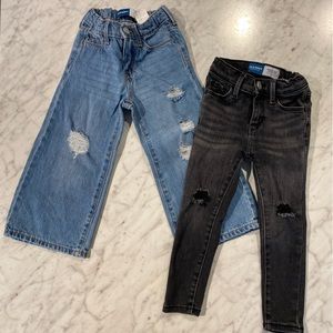 Old Navy Toddler Jeans 3T, Distressed Wide Leg & Distressed Skinnies.